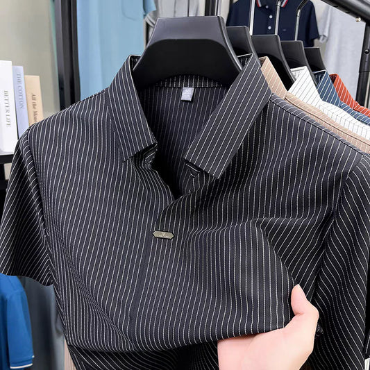 Premium Striped Short Sleeve Polo Shirt – Modern Casual Slim Look