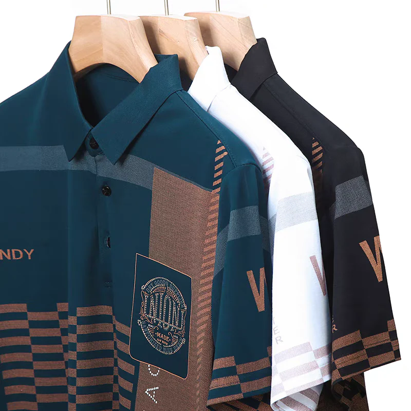 Printed Polo Shirt – Modern Patchwork Design Short Sleeve Polo