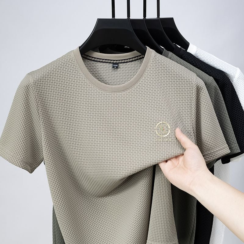 White Textured T-Shirt – Minimalist Short Sleeve Casual Tee