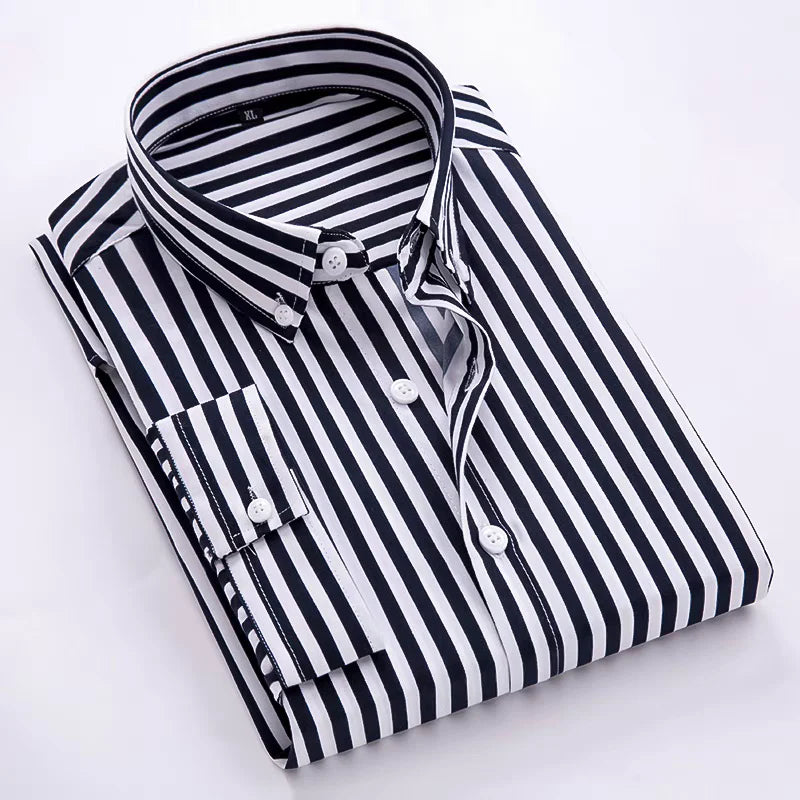 Premium Vertical Striped Slim-Fit Shirt for Men – Office, Party & Smart Casual Wear