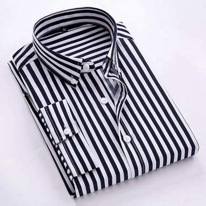 Premium Vertical Striped Slim-Fit Shirt for Men – Office, Party & Smart Casual Wear