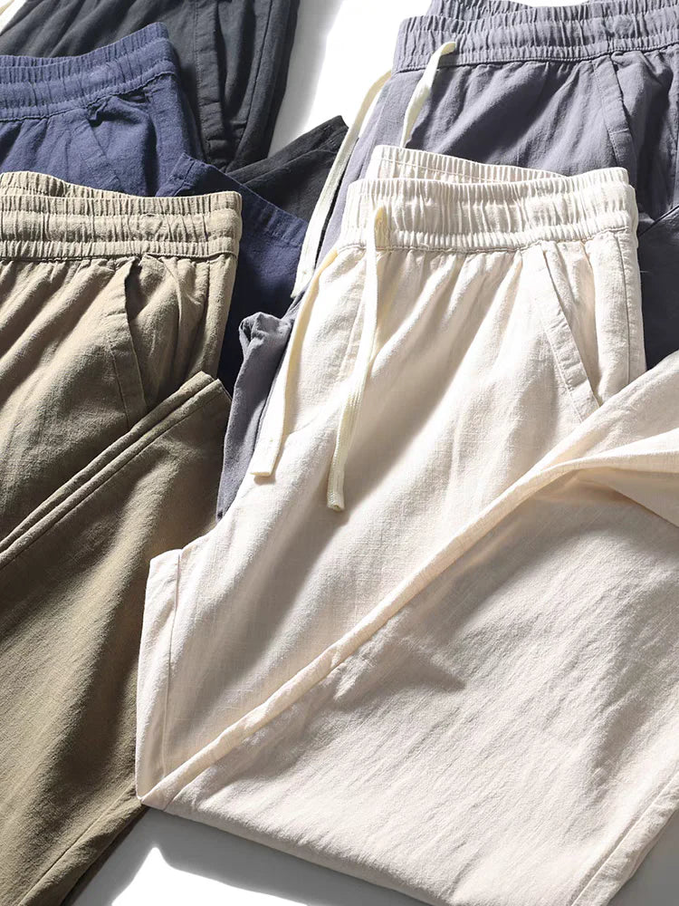 Premium Linen Blend Elastic Waist Casual Pants – Soft, Breathable & Comfortable Fit