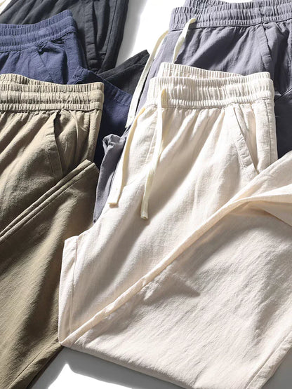 Premium Linen Blend Elastic Waist Casual Pants – Soft, Breathable & Comfortable Fit