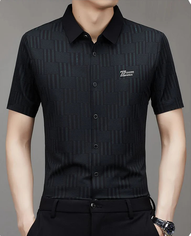 Premium Geometric Textured Short Sleeve Shirt– Smart Casual & Party Wear