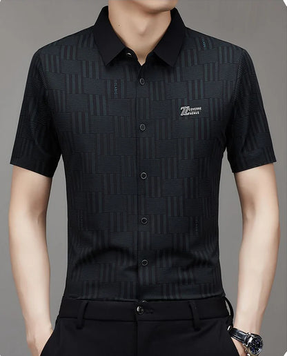 Premium Geometric Textured Short Sleeve Shirt– Smart Casual & Party Wear
