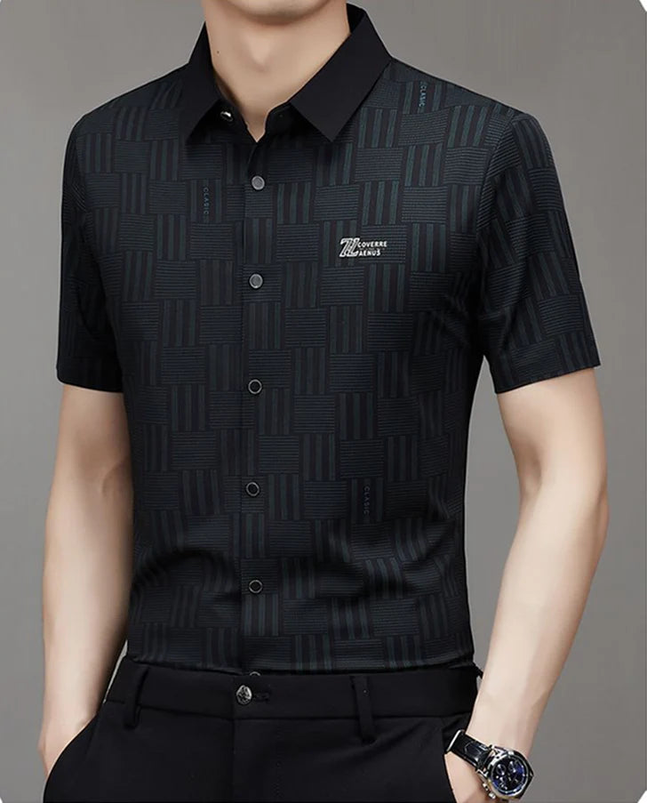 Premium Geometric Textured Short Sleeve Shirt– Smart Casual & Party Wear