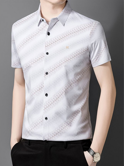 Luxury Embossed Textured Shirt – Premium Short Sleeve Smart Casual Wear