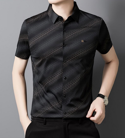 Luxury Embossed Textured Shirt – Premium Short Sleeve Smart Casual Wear