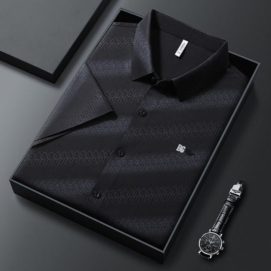 Luxury Embossed Textured Shirt – Premium Short Sleeve Smart Casual Wear