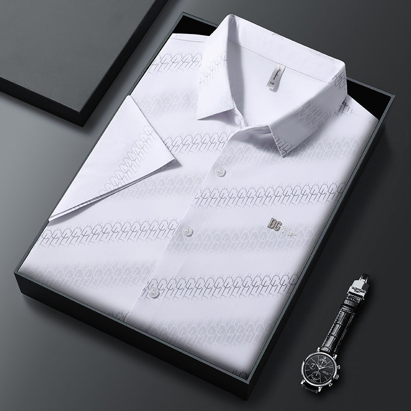 Luxury Embossed Textured Shirt – Premium Short Sleeve Smart Casual Wear
