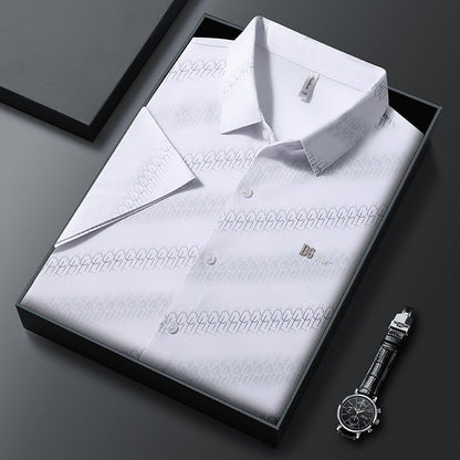 Luxury Embossed Textured Shirt – Premium Short Sleeve Smart Casual Wear