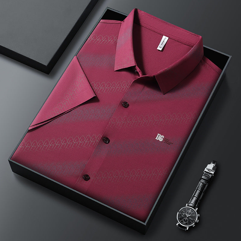 Luxury Embossed Textured Shirt – Premium Short Sleeve Smart Casual Wear