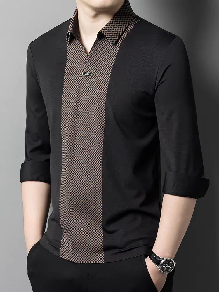 Designer Contrast Panel Formal Shirt – Premium Office & Party Wear