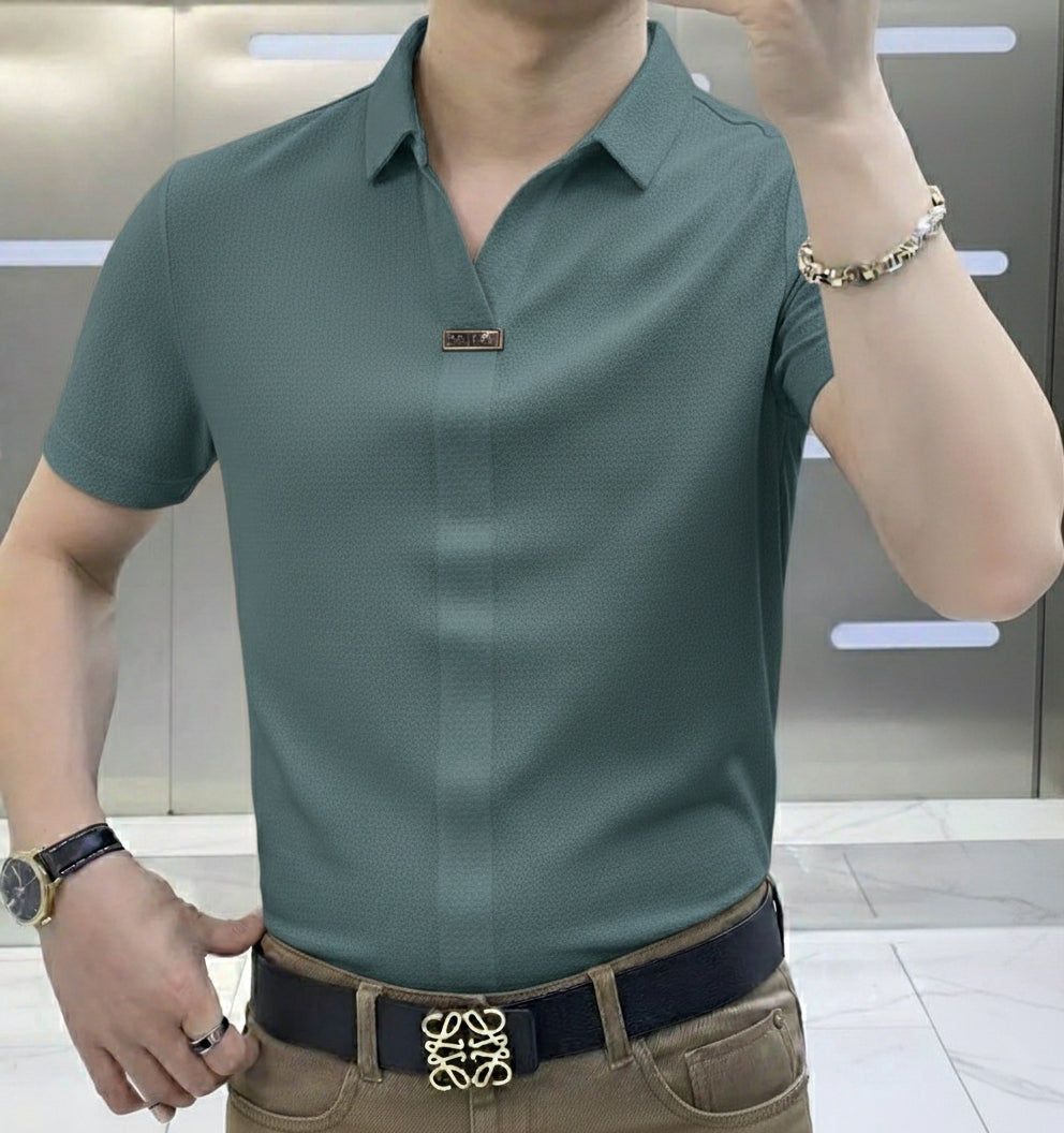 Premium Textured Short Sleeve Polo Shirt – Smart Casual & Party Wear
