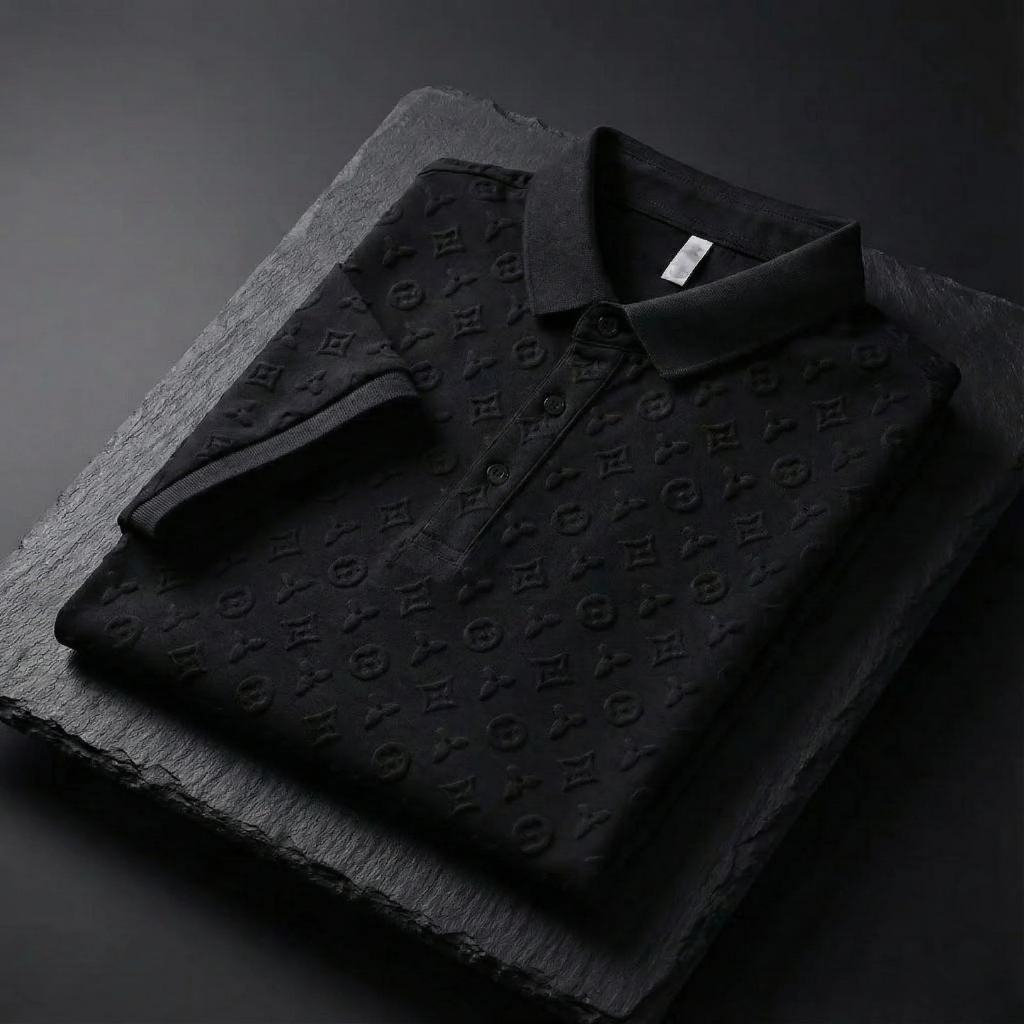 Luxury Embossed Polo T-Shirt – Premium Textured Party & Smart Casual Wear
