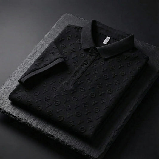 Luxury Embossed Polo T-Shirt – Premium Textured Party & Smart Casual Wear