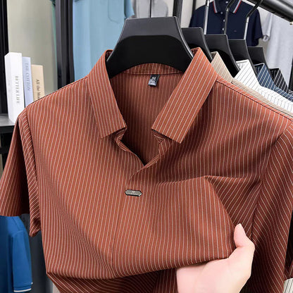 Premium Striped Short Sleeve Polo Shirt – Modern Casual Slim Look