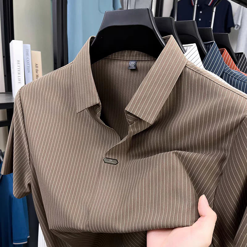 Premium Striped Short Sleeve Polo Shirt – Modern Casual Slim Look