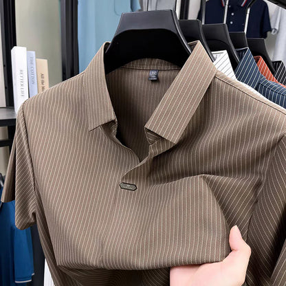 Premium Striped Short Sleeve Polo Shirt – Modern Casual Slim Look