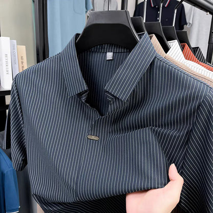 Premium Striped Short Sleeve Polo Shirt – Modern Casual Slim Look