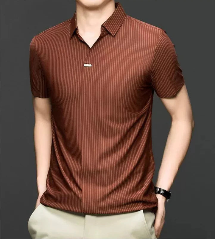 Premium Striped Short Sleeve Polo Shirt – Modern Casual Slim Look