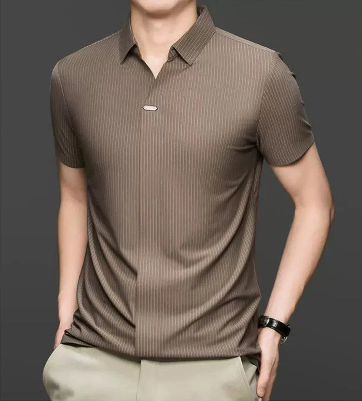 Premium Striped Short Sleeve Polo Shirt – Modern Casual Slim Look