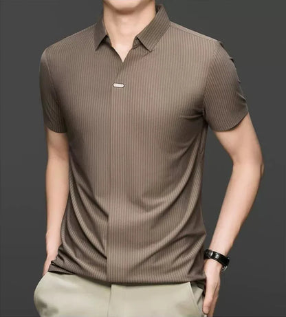 Premium Striped Short Sleeve Polo Shirt – Modern Casual Slim Look