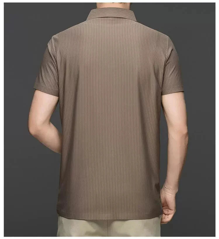 Premium Striped Short Sleeve Polo Shirt – Modern Casual Slim Look