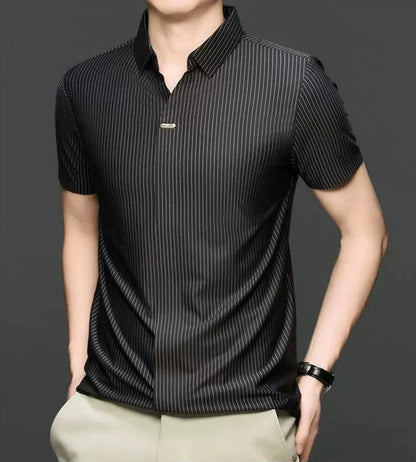 Premium Striped Short Sleeve Polo Shirt – Modern Casual Slim Look