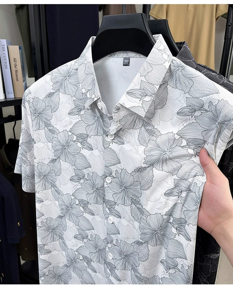 Premium Floral Print Short Sleeve Shirt – Lightweight Summer Casual Shirt