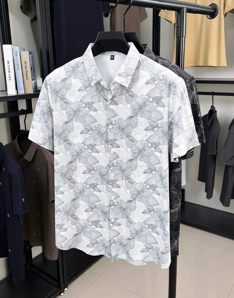 Premium Floral Print Short Sleeve Shirt – Lightweight Summer Casual Shirt