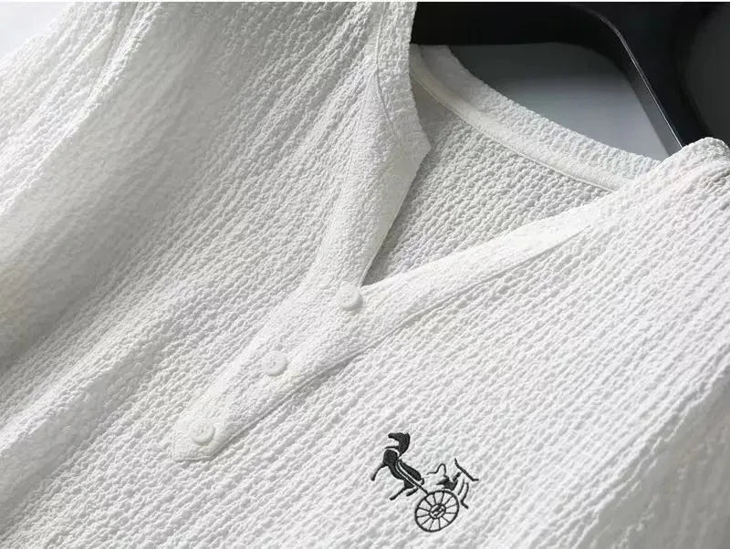 Premium Textured Henley T-Shirt – Button Neck Casual Wear