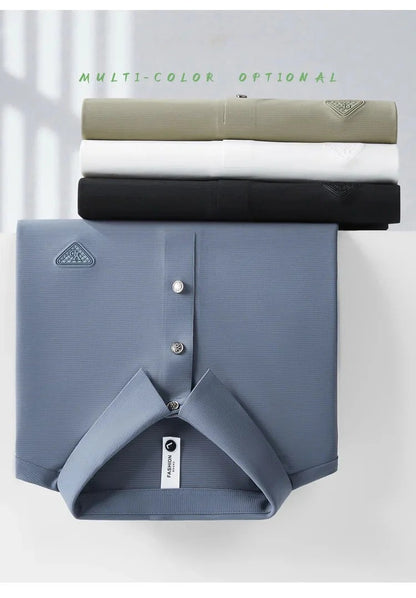 Luxury White Polo Shirt – Minimalist Button Collar Short Sleeve Top