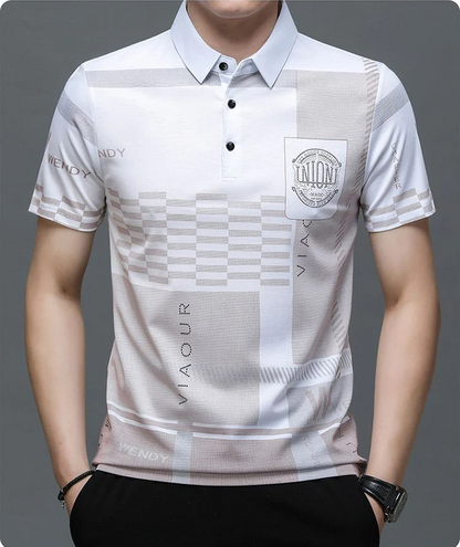 Printed Polo Shirt – Modern Patchwork Design Short Sleeve Polo