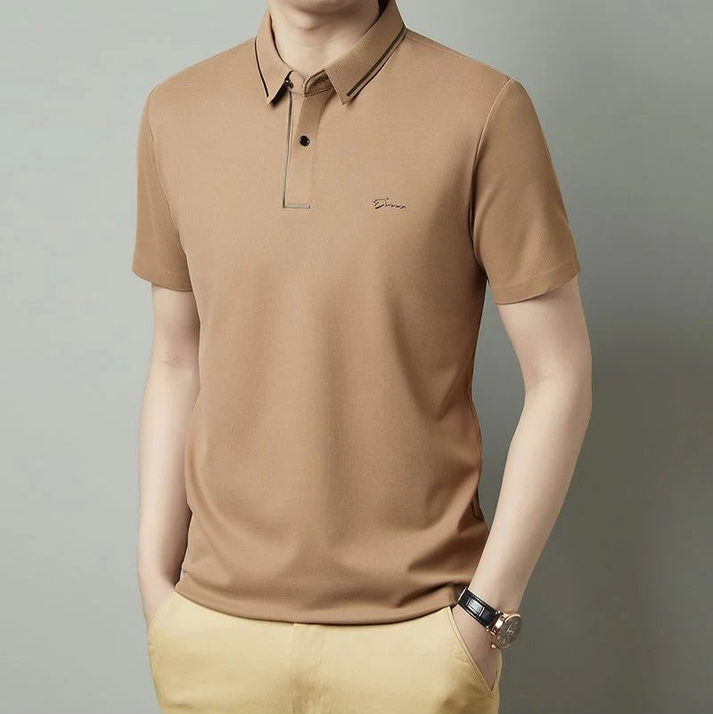 Premium Textured Polo Shirt – Modern Contrast Trim Short Sleeve Top