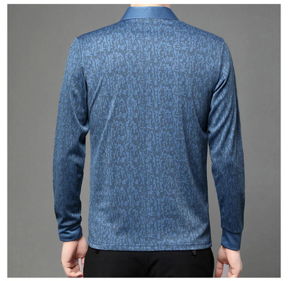 Long Sleeve Polo Shirt – Modern Textured Pattern Smart Casual Top