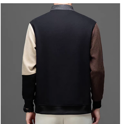 Colorblock Long Sleeve Polo – Modern Patchwork Casual Top