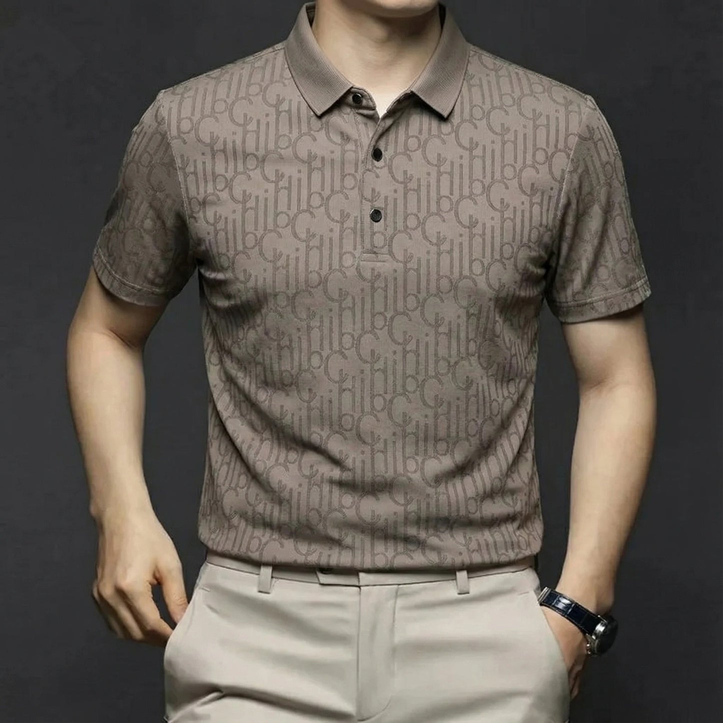 Patterned Polo Shirt – Luxury Monogram Short Sleeve Top