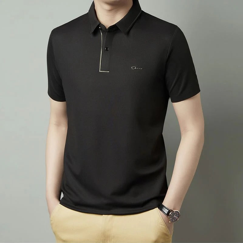 Premium Textured Polo Shirt – Modern Contrast Trim Short Sleeve Top