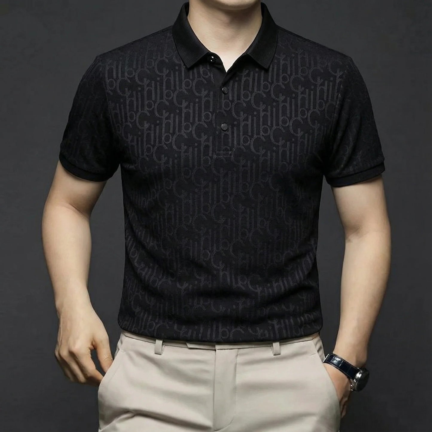 Patterned Polo Shirt – Luxury Monogram Short Sleeve Top