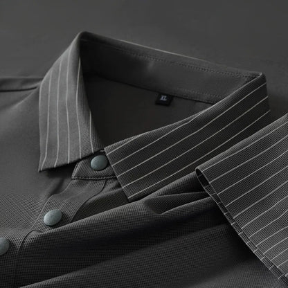 White Polo Shirt – Modern Striped Collar Short Sleeve Top