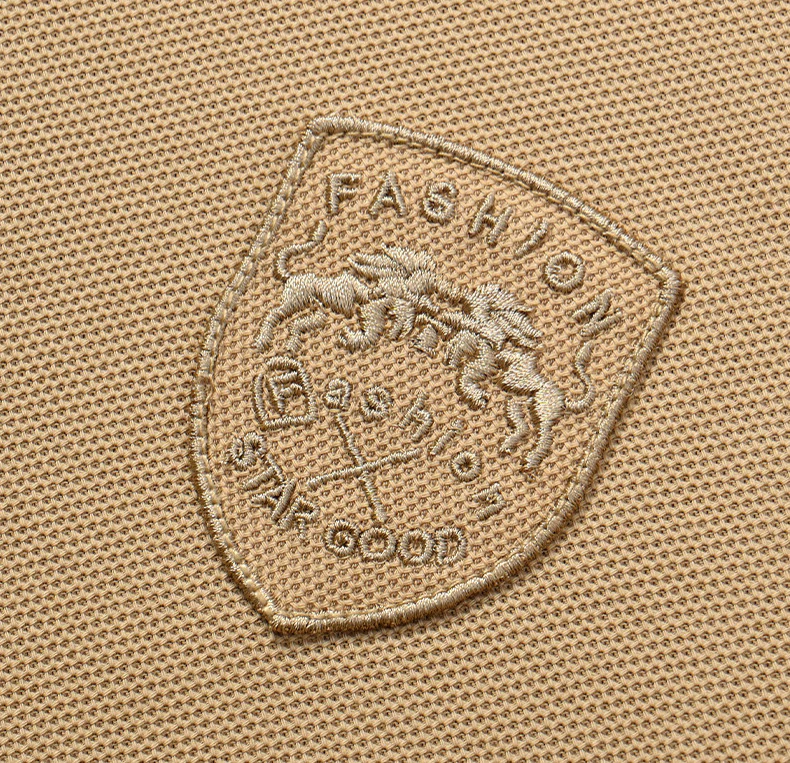 Olive Green Polo Shirt – Embroidered Badge Short Sleeve Casual Top