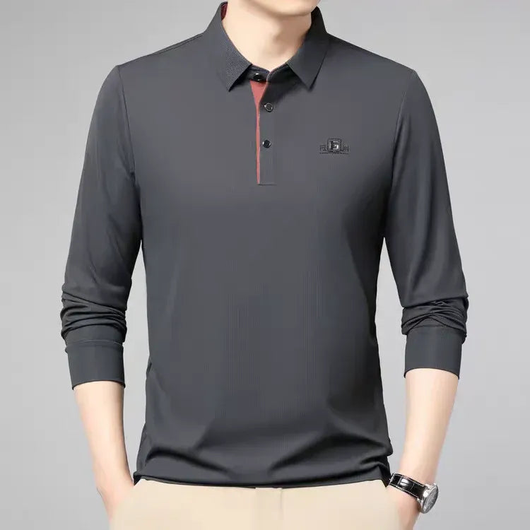 Long Sleeve Polo Shirt – Premium Minimalist Button Collar Top