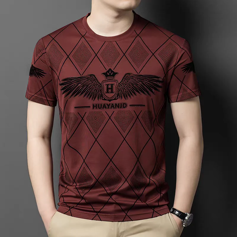 Dark Graphic T-Shirt – Luxury Eagle Emblem Geometric Print Tee