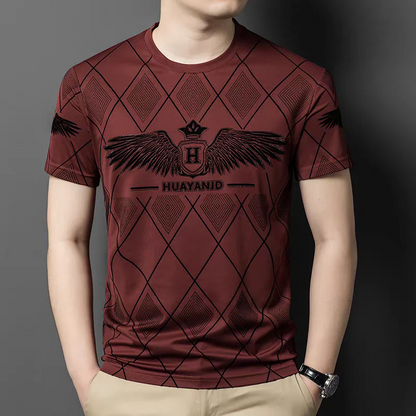 Dark Graphic T-Shirt – Luxury Eagle Emblem Geometric Print Tee