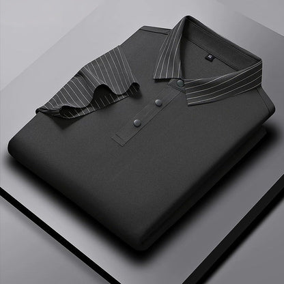 White Polo Shirt – Modern Striped Collar Short Sleeve Top