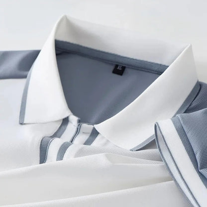 White Polo Shirt – Contrast Trim Collar Short Sleeve Smart Casual Top