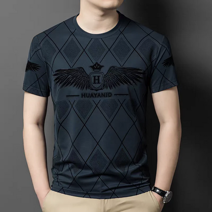 Dark Graphic T-Shirt – Luxury Eagle Emblem Geometric Print Tee