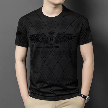 Dark Graphic T-Shirt – Luxury Eagle Emblem Geometric Print Tee