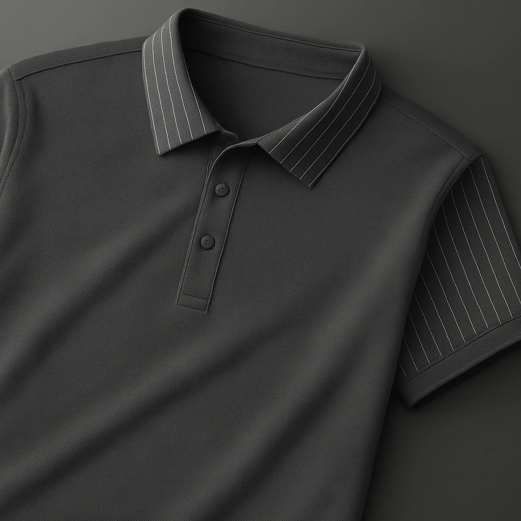 White Polo Shirt – Modern Striped Collar Short Sleeve Top